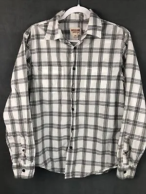 Mossimo Supply Co Men Med Long Sleeve Button Up Shirt WPockets White Green Plaid • $15.99