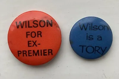 RARE HAROLD WILSON PRIME MINISTER ANTI LABOUR PARTY HISTORICAL BADGES 1960s RARE • £4.99