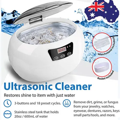 600ml Ultrasonic Cleaner Wave Cleaning Jewellery Polishing Machine Tank Timer AU • $51.89