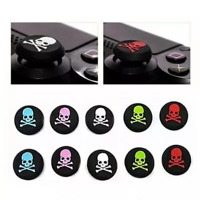 For PS4 Xbox One - 2x Skull Cross Bones Silicone Thumb Stick Grip Covers | FPC • £2.65