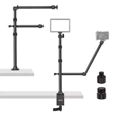 NEEWER Camera Desk Mount Stand With Two Auxiliary Holding Arms Tabletop C Clamp • £45.99