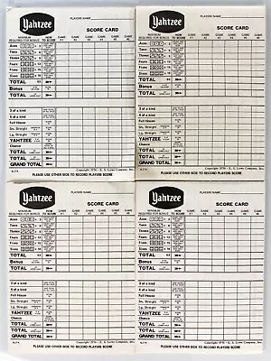 Vintage Yahtzee Score Cards 1956 ES Lowe Company Box - LOT OF 4 PADS • $8.99