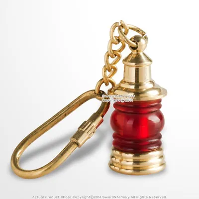 Vintage Style Handmade Brass Miniature Nautical Red Ship Lantern Keychain • $8.98