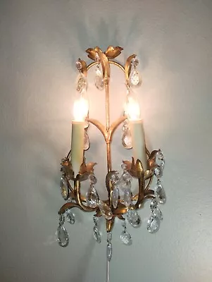 Vintage WALL Sconce LIGHT Gold Leaf Lamp FRENCH • $39