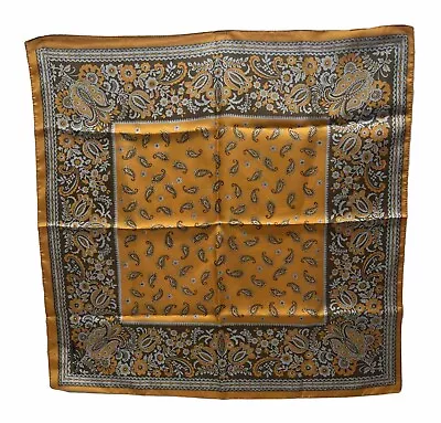 Vintage Made In Italy 21” Square Scarf Rust With Brown Blue Gray Paisley Unisex • $17