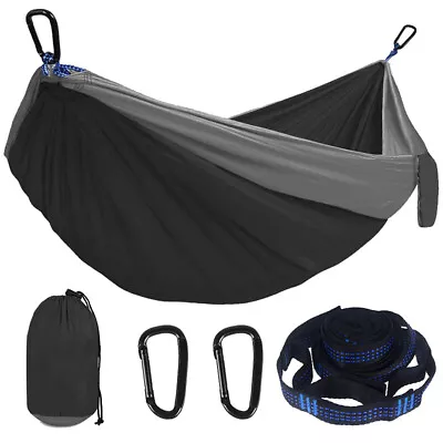 Camping Hammock Double Single Hammock With Hanging Ropes For Backpacking T5e • $28.99
