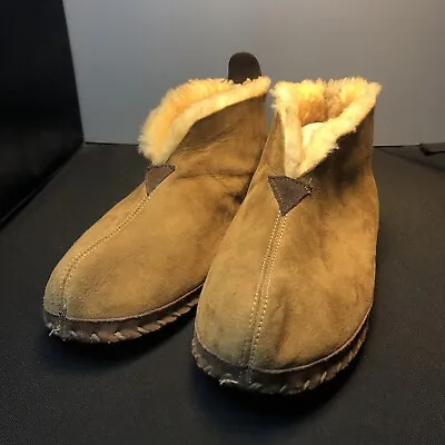 LN US13W Cabela's BROWN SUEDE CASUAL SHEARLING ANKLE CUFF BOOTIES SLIPPERS SHOES • $22.99