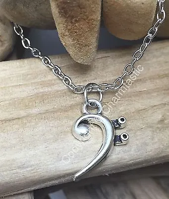 Musical BASS CLEF PIECE Necklace Pendant - Music Note - UK Stock • £3.99
