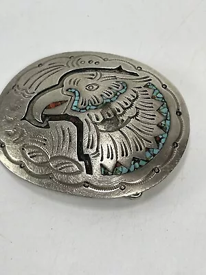 Eagle Belt Buckle Handmade Inlaid Turquoise Color Stones • $32