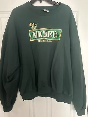 Mickey’s Malt Liquor Sweater XL Vintage Green Crew Neck Sweat Shirt XLarge Beer • $60