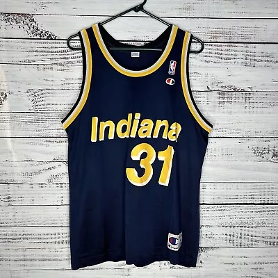 Vintage Champion Reggie Miller #31 Indiana Pacers NBA Jersey Blue Men’s Size 44 • $56.99