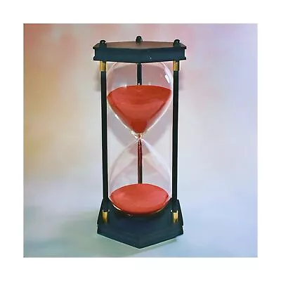 Large Retro Hourglass Timer 60 Minute Decorative Hexagon Wooden Frame Red Sand • $39.04