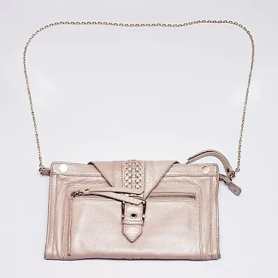 Junior Drake Metallic Gold Purse Shoulder Evening Or Day Bag Chain Strap Leather • $26.90