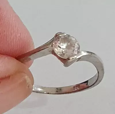 Sterling Silver Cubic Zirconia Tension Set Solitaire Ring Size O • $15.85