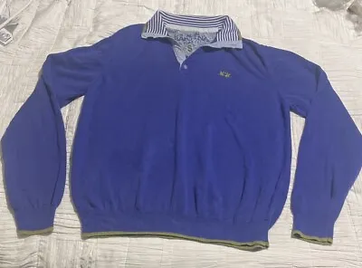 LA MARTINA Mens L Polo Shirt Pullover Blue Sweatshirt Long Sleeved S 138 • $15