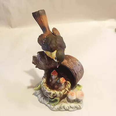 VTG Mama Bird Feeding Baby Birds Figurine Porcelain • $17.99