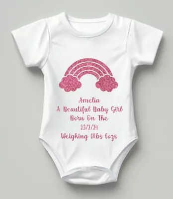 Personalised Baby Grow/vest Boy/Girl Rainbow Gift Keepsake • £10.99