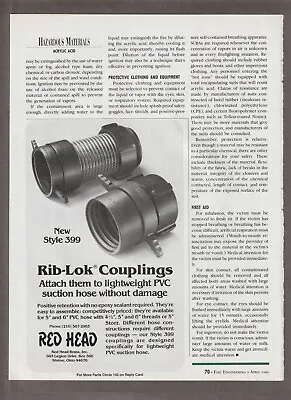 1989 RED HEAD BRASS Magazine AD ~ RIB-LOK COUPLING ~ Shreve OH. • $9.95