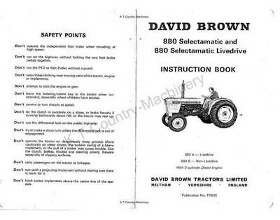 David Brown 880 Selectamatic And Live Drive Instructions Manual • £18