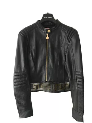 Versace For H&M  Women's Studded Leather Biker Jacket Size US 4 EU 34 / XS • $440