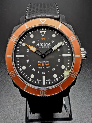 $300 • Buy Alpina HSW Orange Sapphire Crystal AL282X4V6 Seastrong Mens Smart Watch Swiss 