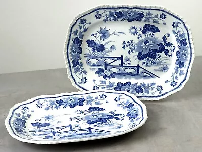 Pair C.1820 HICKS & MEIGH STONE CHINA No. 21 Small 10  X 7.5  Serving Platters • $99.99