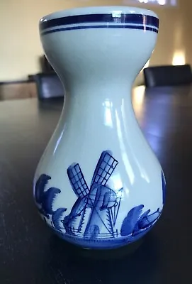 Vintage Dutch Windmill Vase Bulb Planter 6  Cobalt Delft Blue Holland Hyacinth • $16.99