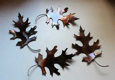 Metal Oak Leaves (4 Pieces Curved) - Metal Art - Copper 5   • $29.98