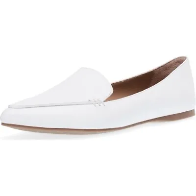 Steve Madden Feather Pointed Closed Toe Slip On Loafers Flat White Leather • $49.95