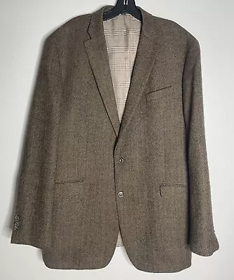 Jos A Bank 1905 Sportcoat Blazer Jacket Tailored  Brown Wool Elbow Patch 46XL • $62