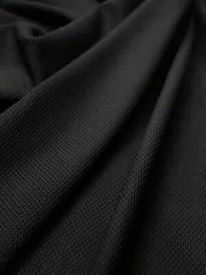 3 Metres Good Quality Double Jersey Waffle Textured Stretch Dress Fabric Black • £13.75