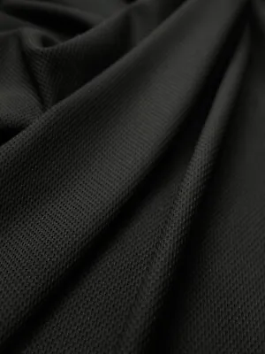 Good Quality Double Jersey Waffle Textured Stretch Dress Fabric Black Per Metre • £3.69