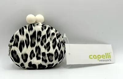 NEW Capelli New York Snow Leopard Silicone Kiss Lock Coin Purse • $18.99