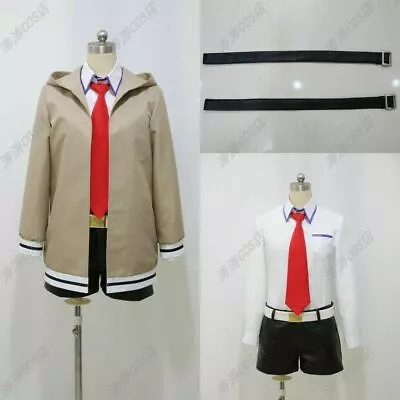 Steins Gate Kurisu Makise Uniforms Coat Shirt Tie Shorts Halloween Cosplay Costu • $55.20