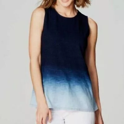 J.Jill Pure Jill Indigo Knit Dip Dyed Peplum Sleeveless Tank Top Small Crewneck • $18.99