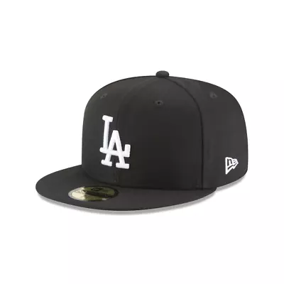 Los Angeles Dodgers Basic 5950 Fitted Hat Baseball Cap La Black/white (7 7/12) • $34.99