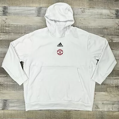 Adidas Manchester United Hoodie Mens 2XL White Soccer Futbol Casual Sweatshirt • $39.95