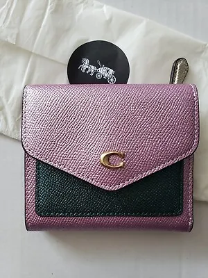 £49.99 • Buy Coach Wyn Small Purse Wallet In Colourblock Pink/Green, BNWT