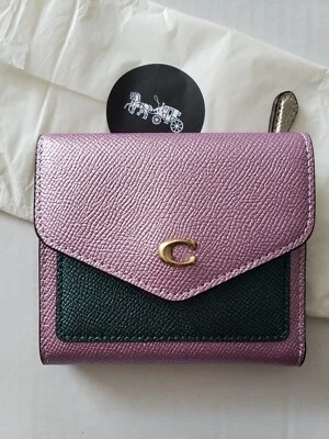 £49.99 • Buy Coach Wyn Small Purse Wallet In Colourblock Pink/Green, BNWT