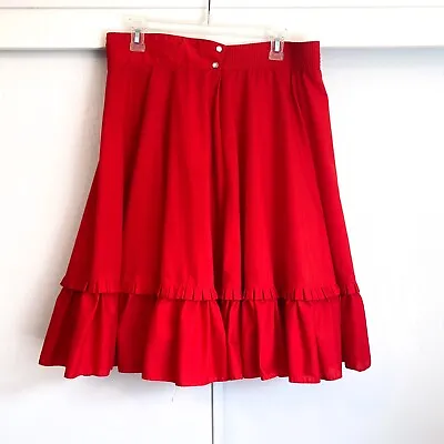 Vtg Petticoat Square Dance Red Adjustable Waist Pearl Buttons Malco Modes Sz L • $18.90