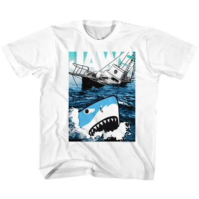 Jaws Coming Out Of The Water & The Orca Youth T Shirt 2T-YXL Classic Movie • $36.28