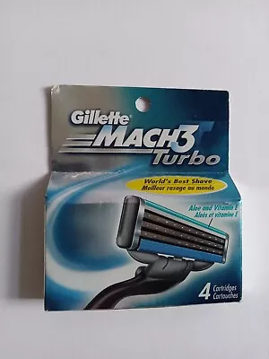 Vintage Gillette Mach 3 Turbo Razor Cartridges 4-Pack 2001 BRAND NEW SEALED • $15.38