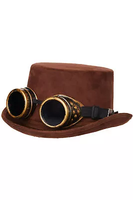 Faux Suede Hat Googles Steam Punk Retro Halloween Costume Accessory Adult Men • $8.45