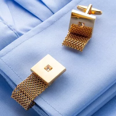 Men Cufflinks 1 Pair Of Shirt Suit Cuff Links Jewelry Rhinestone Classic Fashion • $11.99