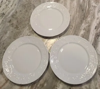 Haviland Limoges Imperatrice All White Porcelain Salad Plates 8  Set Of 3 • $100