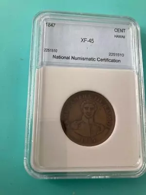 $595 • Buy 1847 Hawaiian Hapa Haneri Copper Penny