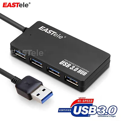 $7.75 • Buy USB 3.0 HUB 4 Port Ultra Thin Design Portable Built-in Cable For PC Laptop Mac