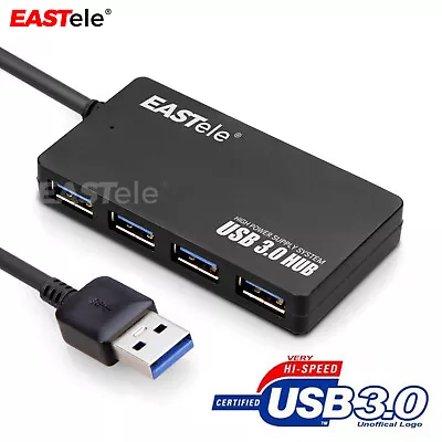 USB 3.0 HUB 4 Port Ultra Thin Design Portable Built-in Cable For PC Laptop Mac • $7.75