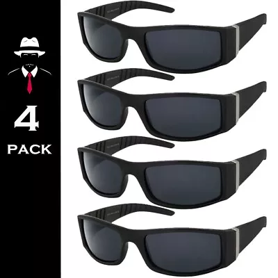 Mens Sunglasses OG Gangster Biker Style Locs Style 4 Pack Super Dark Lens • $11.95