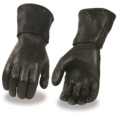 Men's Deerskin Leather Thermal Lined Long Cuff Motorcycle Gauntlet Glove G317 • $34.99